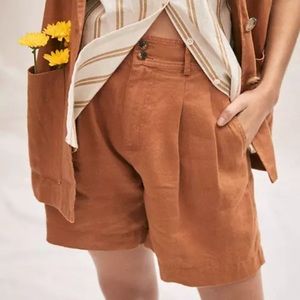 Madewell long pleated linen shorts